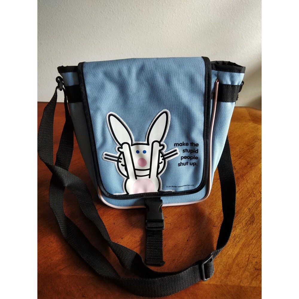 Vtg Y2K Happy Bunny Messenger Bag Jim Benton Make Stupid People Shut Up Clean - Picture 16 of 16